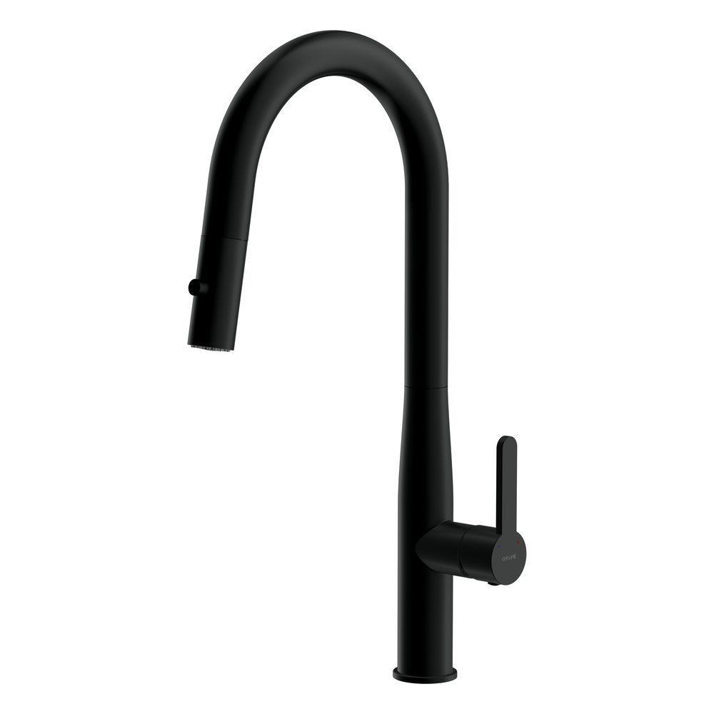 Смеситель для кухни OLIVA с выдвижным изливом черный