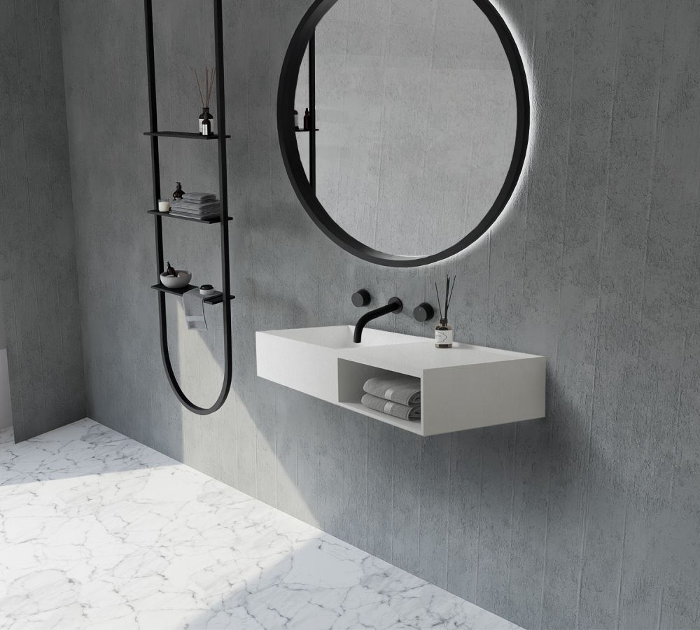 Тумба с раковиной ABBER Stein AS2649-1.2 подвесная, белая матовая