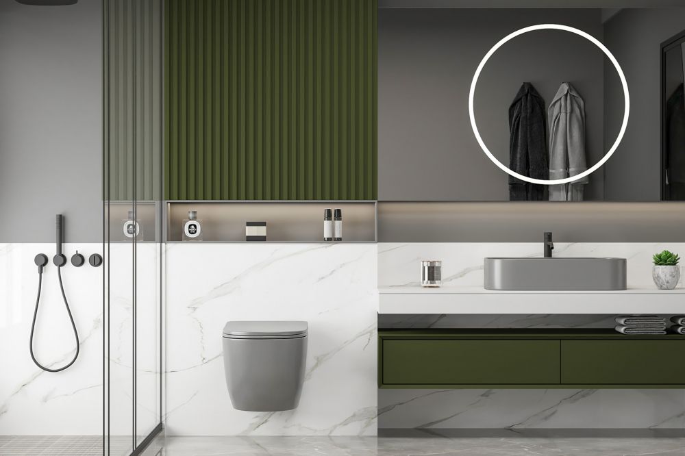 Унитаз ABBER Bequem AC1103MG подвесной серый матовый, безободковый