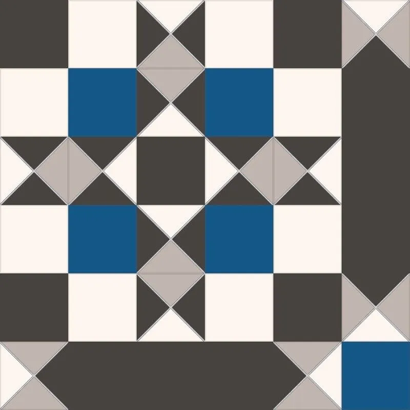 Керамогранит Nice Ker Victorian Windsor blue 45.2x45.2 (7.3x7.3) микс матовый под мозаику / с орнаментом