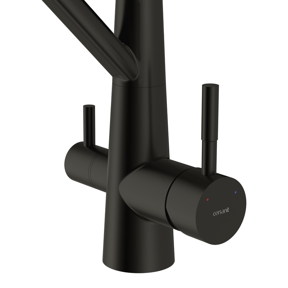 Смеситель для кухни VIVO однорычажный с подключением фильтра с гибким изливом черный