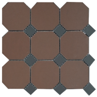 Петергоф Октагон 9.6*9.6 коричневый с черными вставками (006/013) 29.2*29.2, Keramark
