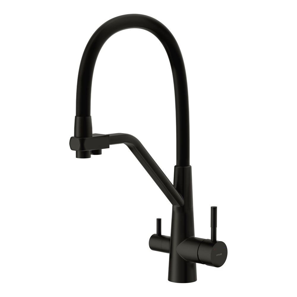 Смеситель для кухни VIVO однорычажный с подключением фильтра с гибким изливом черный