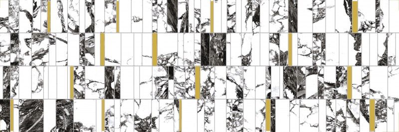 Настенная вставка Meissen Keramik White stream темно-серый 25x75 A16517