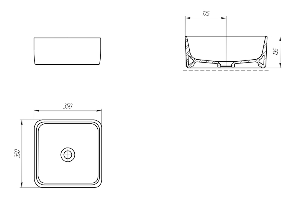 Раковина CREA 35 SQUARE