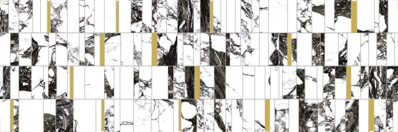 Настенная вставка Meissen Keramik White stream темно-серый 25x75 A16517