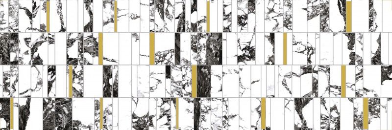 Настенная вставка Meissen Keramik White stream темно-серый 25x75 A16517