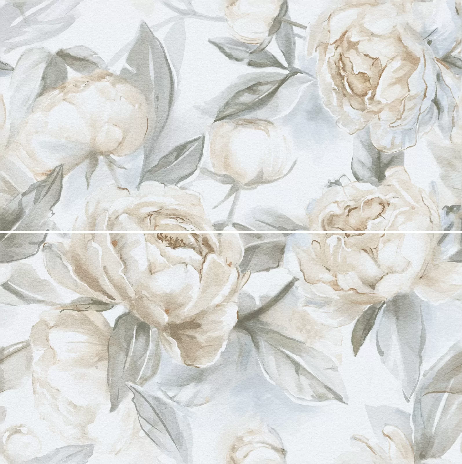 Керамогранит Elite Peonies Decor A+B Matt 60x120 (Staro Slim) - тонкий керамогранит 60х120 см, 5 мм, декор, панно, цветы, флора, листья