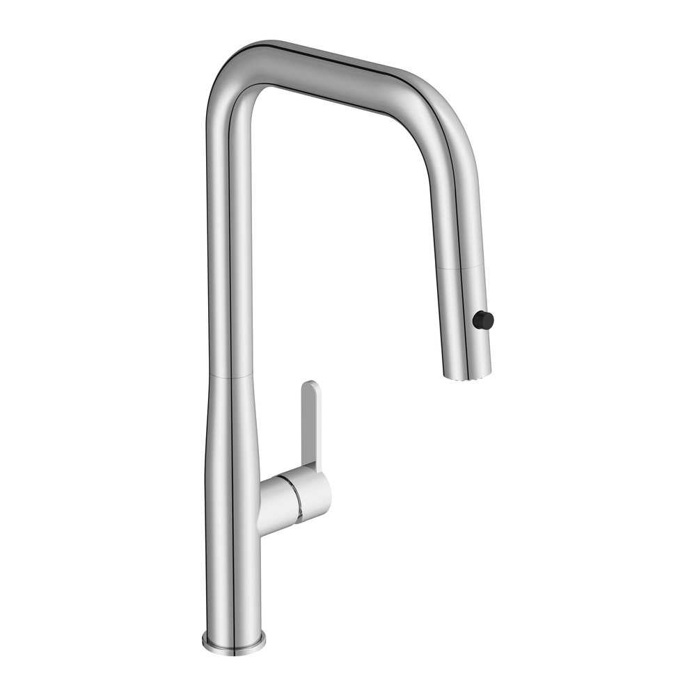 Смеситель для кухни OLIVA с п-образным выдвижным изливом шланг хром