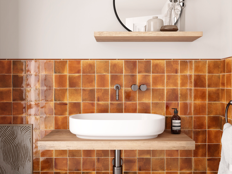 Плитка керамическая настенная 30018 HANOI Burnt Red 10x10 см (98 кор./палл.) (Equipe) - настенная глянцевая керамическая плитка 10х10 см