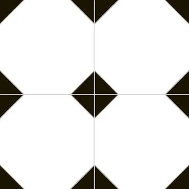 Керамогранит Nice Ker 7000 Cambridge 45.2х45.2 белый / черный матовый с орнаментом