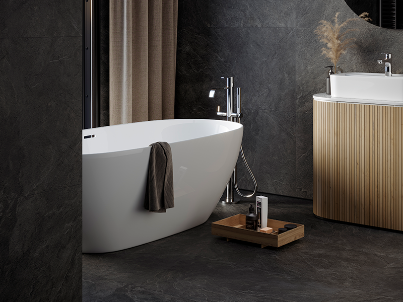 Гранит керамический K-2212/SR KRATER Dark Grey 60x120х1 см