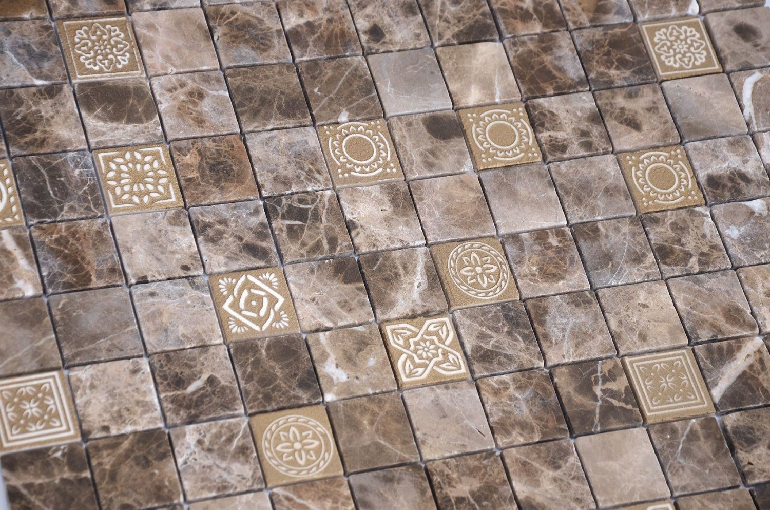 Мозаика из натурального камня Caramelle Mosaic Art Stone Art Emperador Dark MAT 48x48x8