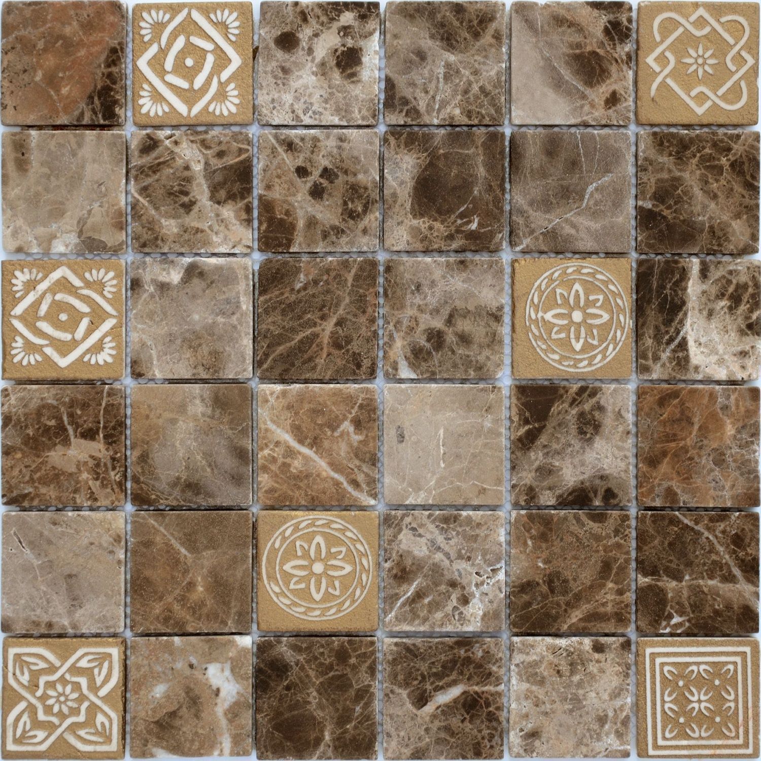 Мозаика из натурального камня Caramelle Mosaic Art Stone Art Emperador Dark MAT 48x48x8