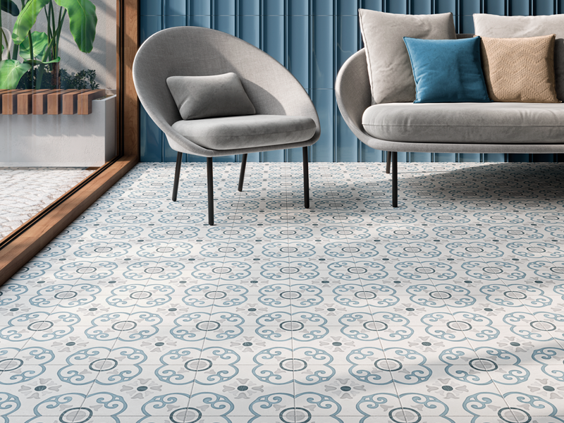 Гранит керамический 36158 SIROCCO BLUE ORNATE 22,3х22,3х0,9 см