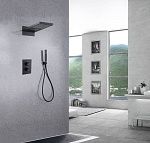 Душевая система ABBER Weiss Insel AF8052B скрытого монтажа без излива, термостат, черная матовая-2