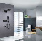 Душевая система ABBER Daheim AF8253B скрытого монтажа с изливом, термостат, черный матовый-2