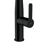 Смеситель для кухни OLIVA с п-образным выдвижным изливом шланг черный-4