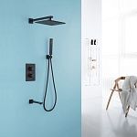 Душевая система ABBER Weiss Insel AF8050B скрытого монтажа с изливом, термостат, черная матовая-2