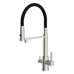 Смеситель для кухни ZEN однорычажный с подключением фильтра с гибким изливом хром