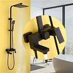 Душевая стойка ABBER Daheim AF8216B с изливом, черная матовая-3