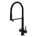 Смеситель для кухни ZEN однорычажный с подключением фильтра с гибким изливом черный