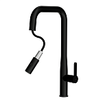 Смеситель для кухни OLIVA с п-образным выдвижным изливом шланг черный-3