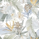 Керамогранит Elite Malibu Decor A+B Matt 60x120 (Staro Slim) - тонкий керамогранит 60х120 см, 5 мм, декор, панно, цветы, флора, листья