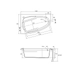 Ванна асимметричная JOANNA 140*90 правая-6