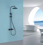 Душевая стойка ABBER Wasser Kreis AF8160B с термостатом без излива, черная матовая-2