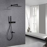 Душевая система ABBER Rund AF8717B скрытого монтажа с изливом, черная матовая-2