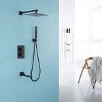 Душевая система ABBER Daheim AF8250B скрытого монтажа с изливом, термостат, черная матовая-2