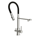 Смеситель для кухни ZEN однорычажный с подключением фильтра с гибким изливом хром-7