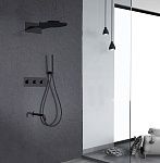 Душевая система ABBER Wasser Kreis AF8150B скрытого монтажа с изливом, термостат, черная матовая-2