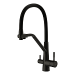 Смеситель для кухни VIVO однорычажный с подключением фильтра с гибким изливом черный