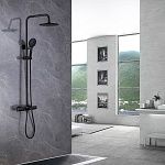 Душевая стойка ABBER Thermostat AF8516B с термостатом и изливом, черная матовая-2